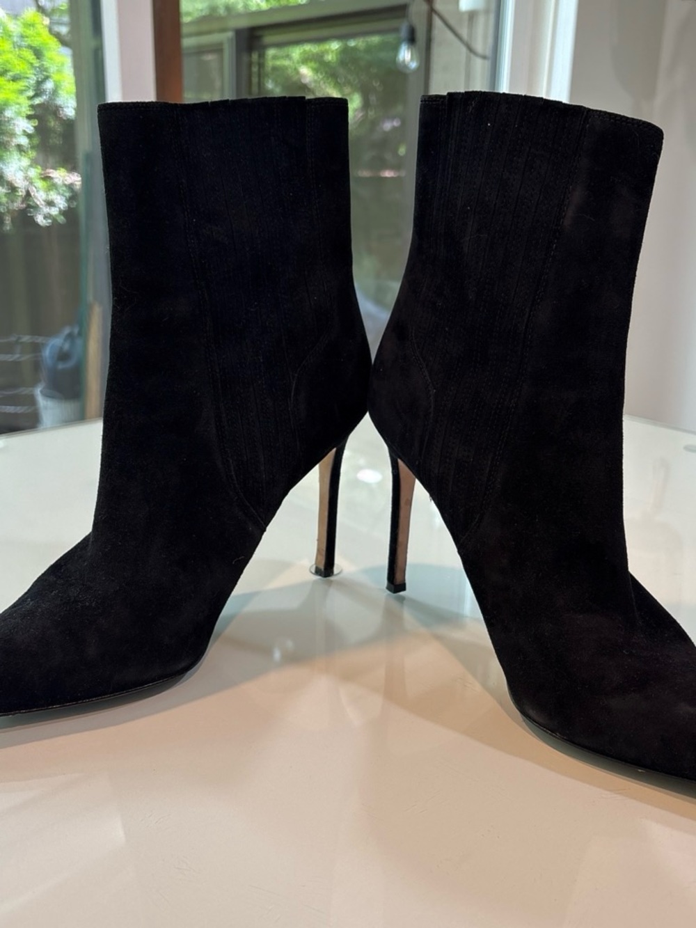 Veronica Beard Black Suede Pointed-Toe Stiletto Ankle Boots - Picture 5 of 6